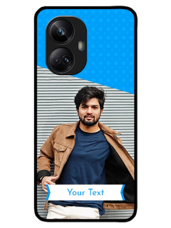 Custom Realme 10 Pro Plus 5G Photo Printing on Glass Case - Simple Blue Color Design