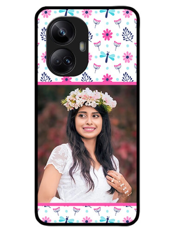 Custom Realme 10 Pro Plus 5G Photo Printing on Glass Case - Colorful Flower Design