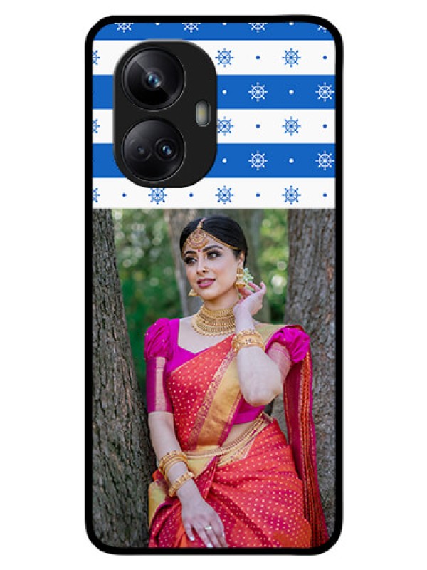 Custom Realme 10 Pro Plus 5G Photo Printing on Glass Case - Snow Pattern Design