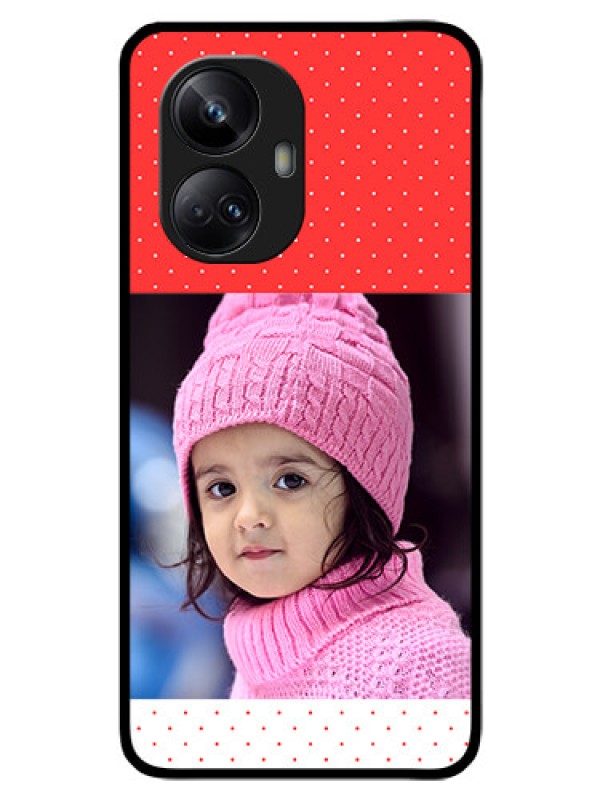 Custom Realme 10 Pro Plus 5G Photo Printing on Glass Case - Red Pattern Design