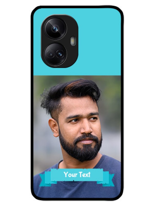 Custom Realme 10 Pro Plus 5G Personalized Glass Phone Case - Simple Blue Color Design