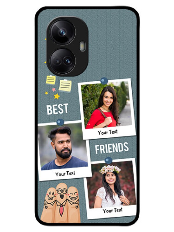 Custom Realme 10 Pro Plus 5G Personalized Glass Phone Case - Sticky Frames and Friendship Design