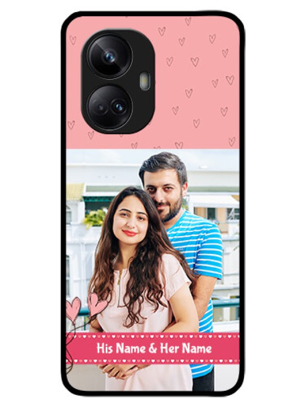 Custom Realme 10 Pro Plus 5G Personalized Glass Phone Case - Love Design Peach Color