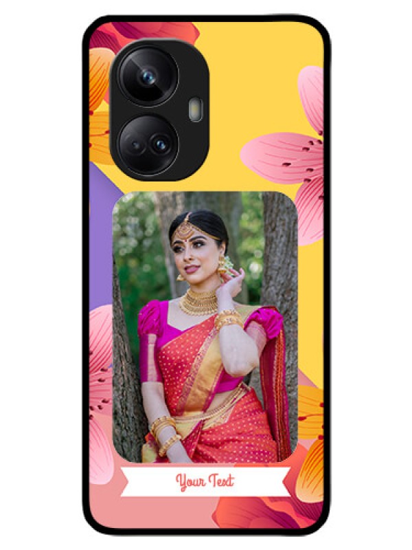 Custom Realme 10 Pro Plus 5G Custom Glass Mobile Case - 3 Image With Vintage Floral Design