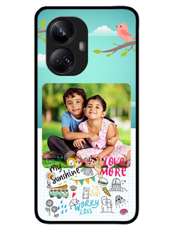 Custom Realme 10 Pro Plus 5G Photo Printing on Glass Case - Doodle love Design