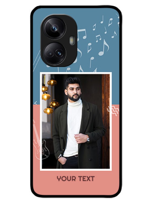 Custom Realme 10 Pro Plus 5G Photo Printing on Glass Case - with Color Musical Note Design