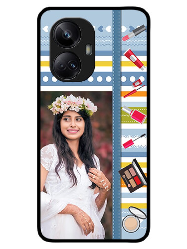Custom Realme 10 Pro Plus 5G Personalized Glass Phone Case - Makeup Icons Design