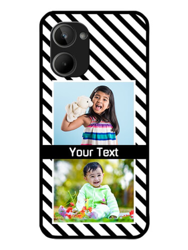 Custom Realme 10 Photo Printing on Glass Case - Black And White Stripes Design
