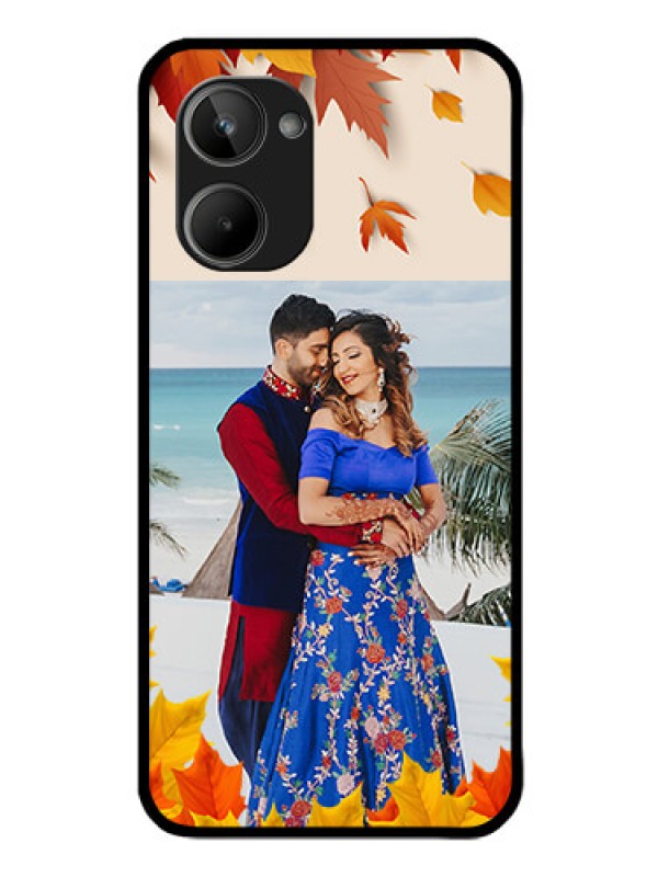 Custom Realme 10 Photo Printing on Glass Case - Autumn Maple Leaves Design