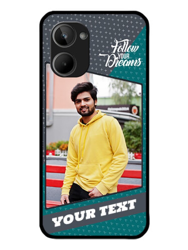 Custom Realme 10 Personalized Glass Phone Case - Background Pattern Design with Quote