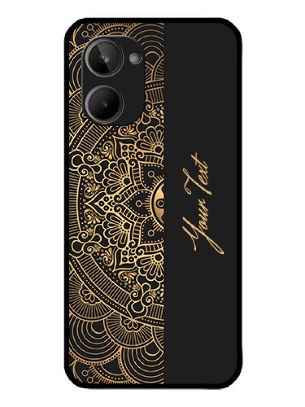 Custom Realme 10 Photo Printing on Glass Case - Mandala art with custom text Design