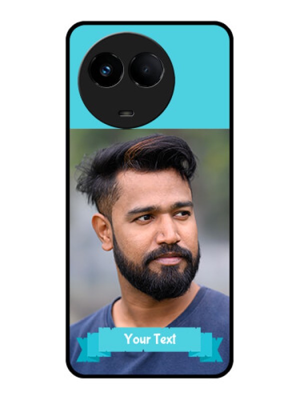 Custom Realme 11 5G Personalized Glass Phone Case - Simple Blue Color Design