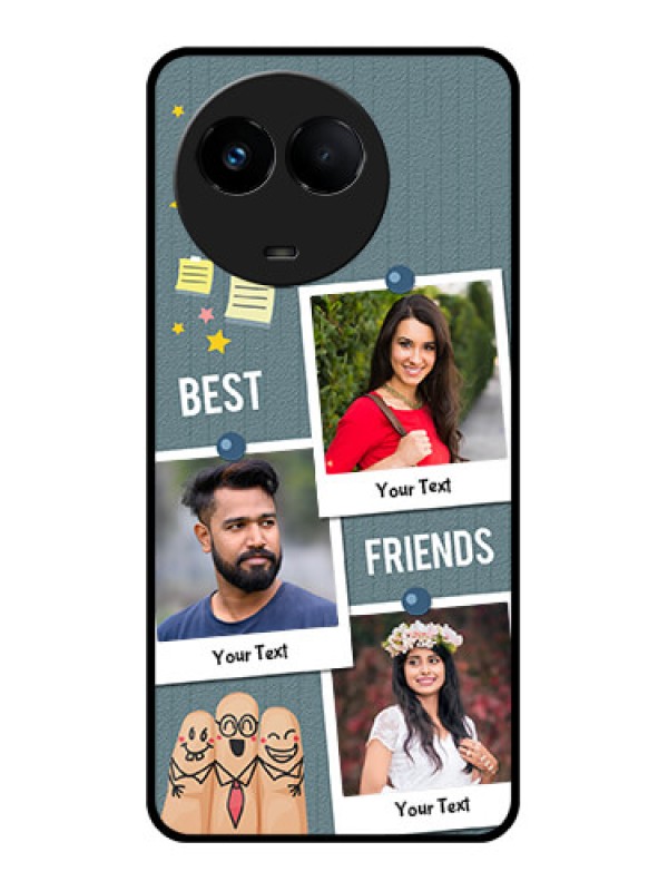 Custom Realme 11 5G Personalized Glass Phone Case - Sticky Frames and Friendship Design