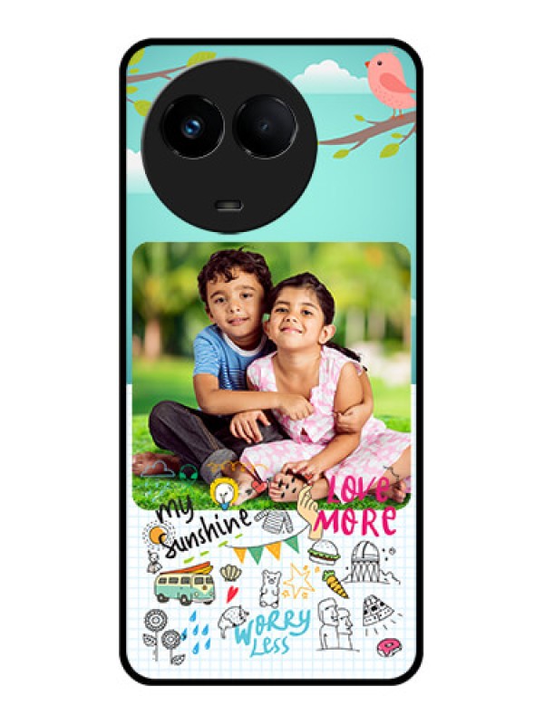 Custom Realme 11 5G Photo Printing on Glass Case - Doodle love Design