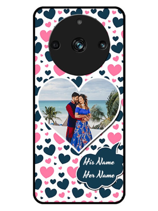 Custom Realme 11 Pro Plus 5G Custom Glass Phone Case - Pink & Blue Heart Design