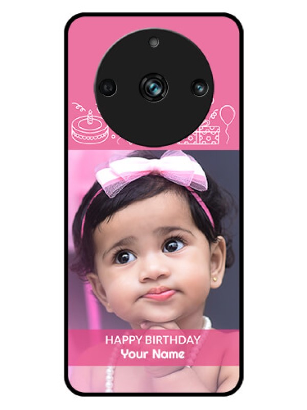 Custom Realme 11 Pro Plus 5G Photo Printing on Glass Case - with Birthday Line Art Design