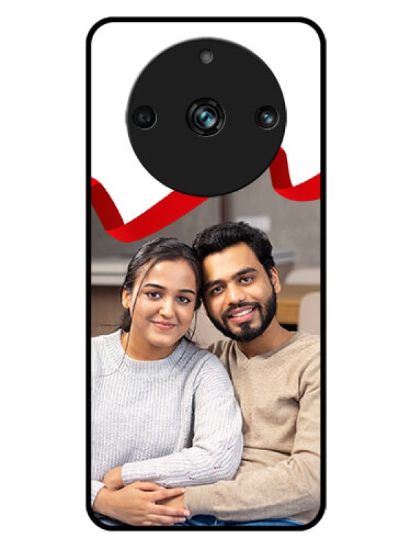 Custom Realme 11 Pro Plus 5G Photo Printing on Glass Case - Red Ribbon Frame Design