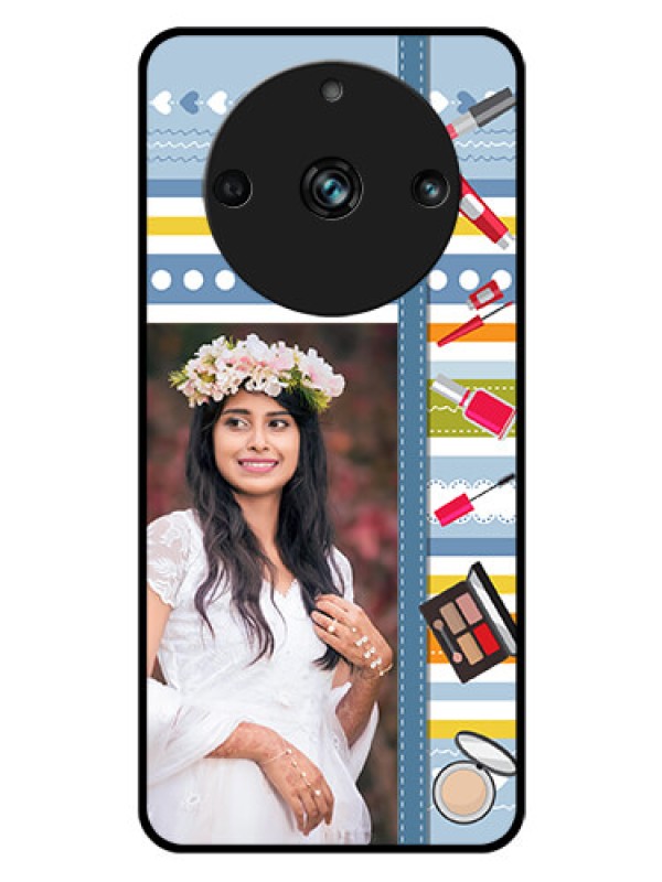 Custom Realme 11 Pro Plus 5G Personalized Glass Phone Case - Makeup Icons Design