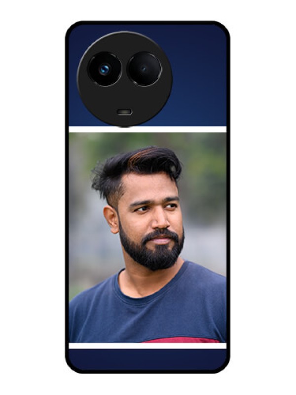 Custom Realme 11x 5G Personalized Glass Phone Case - Simple Royal Blue Design