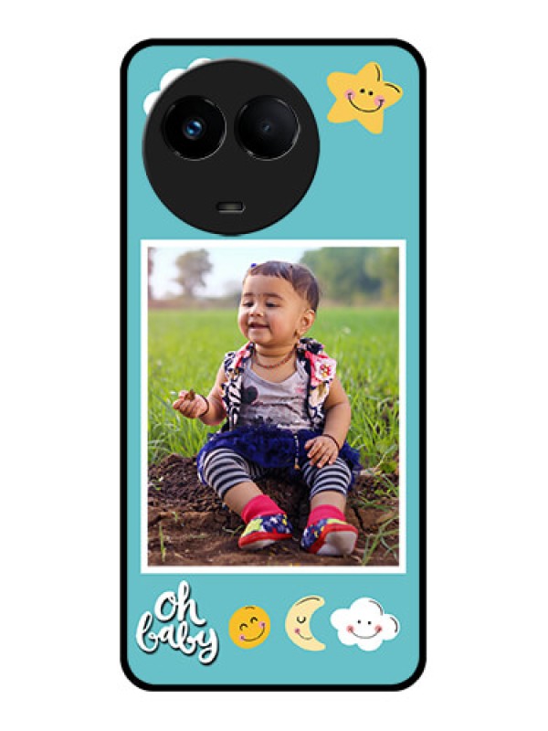 Custom Realme 11x 5G Personalized Glass Phone Case - Smiley Kids Stars Design