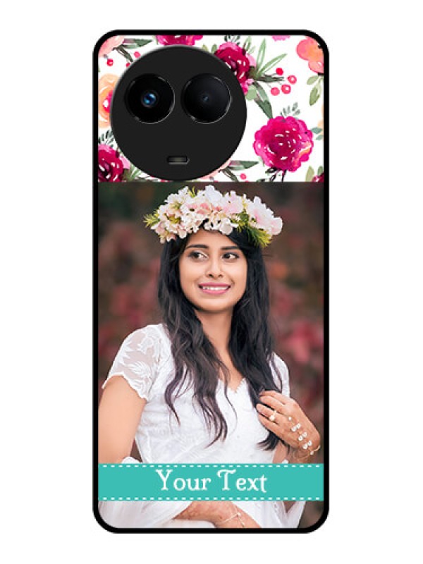Custom Realme 11x 5G Custom Glass Phone Case - Watercolor Floral Design