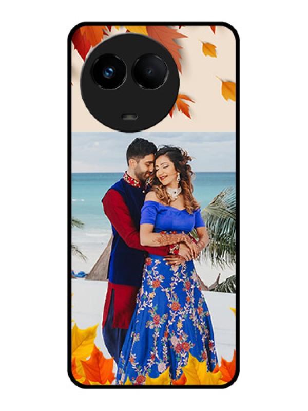 Custom Realme 11x 5G Photo Printing on Glass Case - Autumn Maple Leaves Design