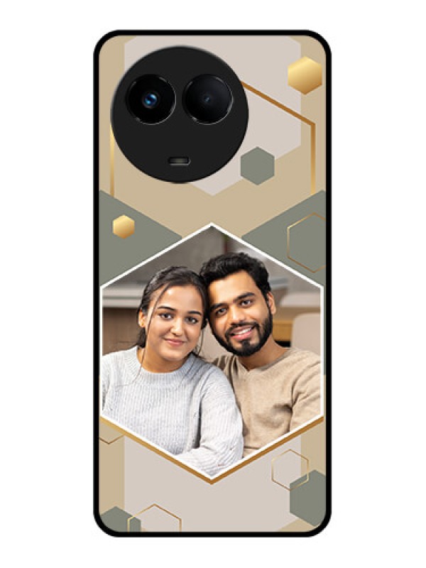 Custom Realme 11x 5G Photo Printing on Glass Case - Stylish Hexagon Pattern Design