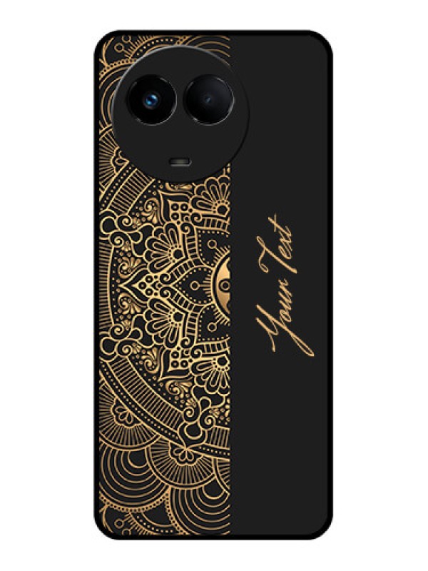 Custom Realme 11x 5G Photo Printing on Glass Case - Mandala art with custom text Design