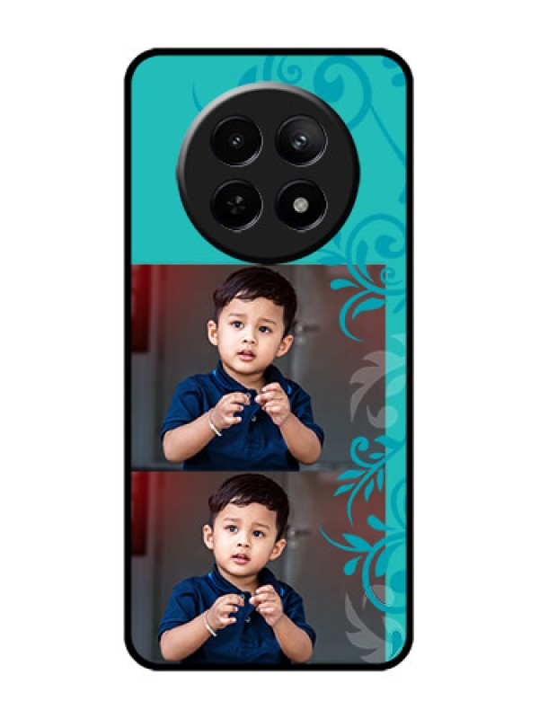 Custom Realme 12 5G Custom Glass Phone Case - With Photo And Green Floral Design