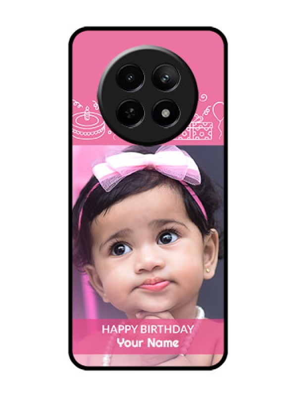 Custom Realme 12 5G Custom Glass Phone Case - With Birthday Line Art Design