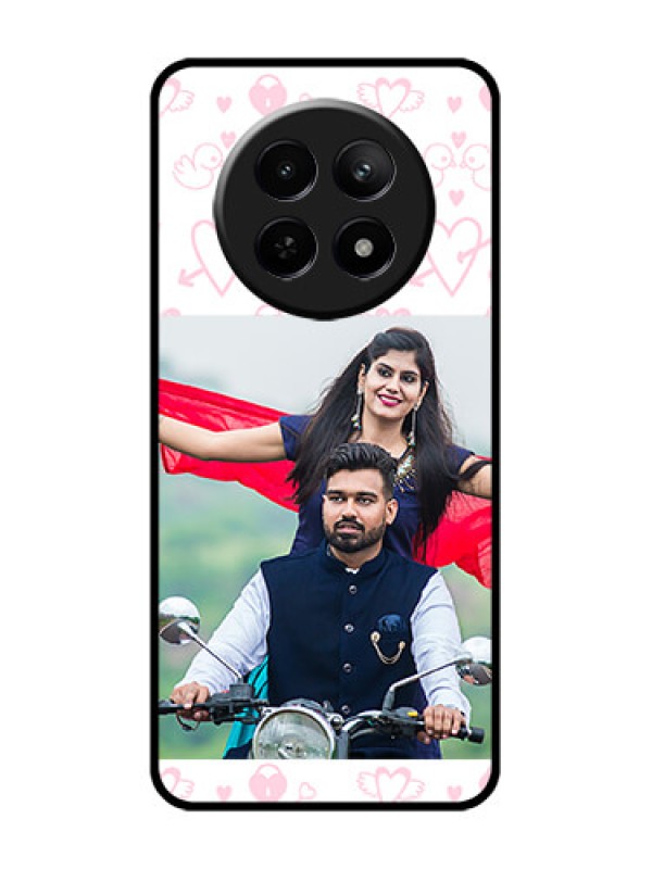 Custom Realme 12X 5G Custom Glass Phone Case - Pink Flying Heart Design