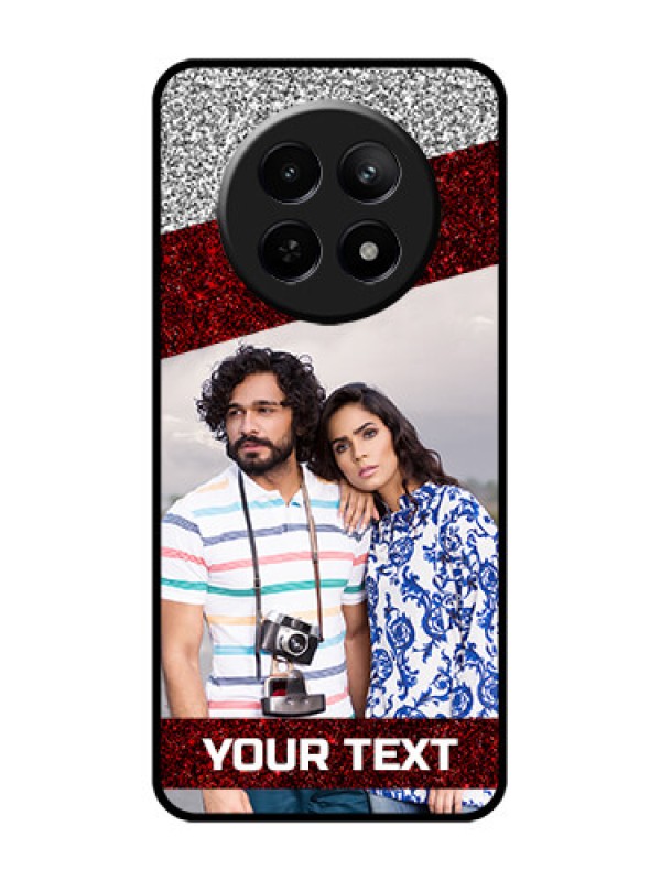 Custom Realme 12X 5G Custom Glass Phone Case - Image Holder With Glitter Strip Design