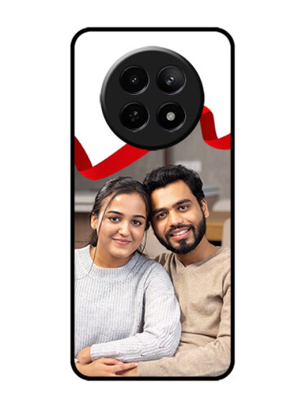Custom Realme 12X 5G Custom Glass Phone Case - Red Ribbon Frame Design