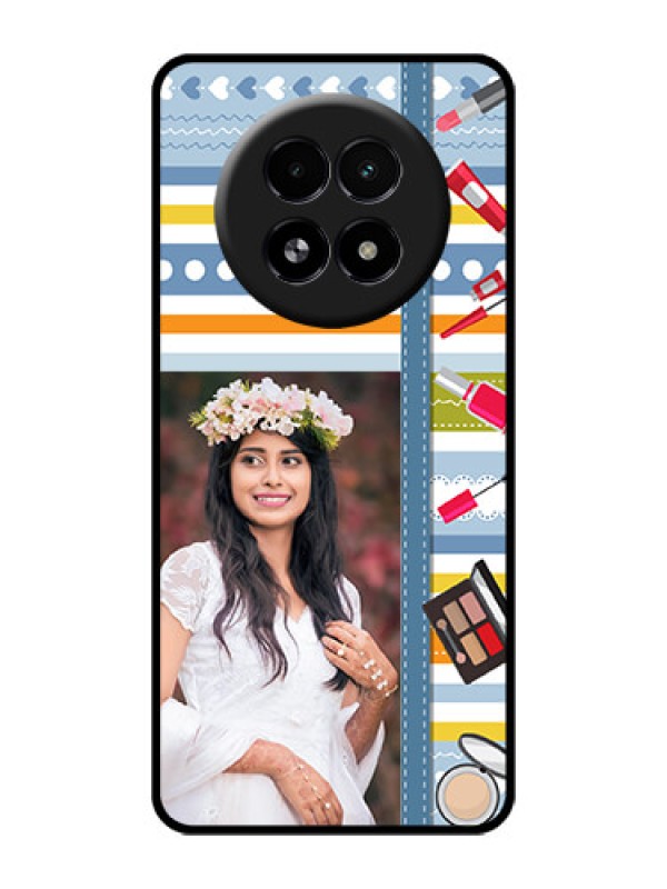 Custom Realme 13 5G Custom Glass Phone Case - Makeup Icons Design