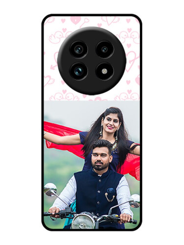 Custom Realme 13 Pro 5G Custom Glass Phone Case - Pink Flying Heart Design