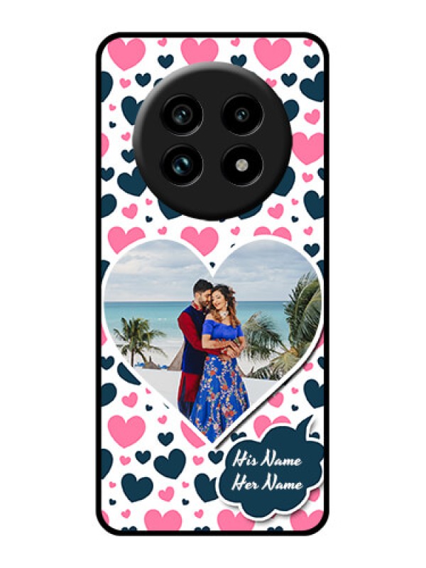 Custom Realme 13 Pro Plus 5G Custom Glass Phone Case - Pink and Blue Heart Design