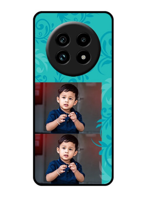 Custom Realme 13 Pro Plus 5G Custom Glass Phone Case - With Photo And Green Floral Design
