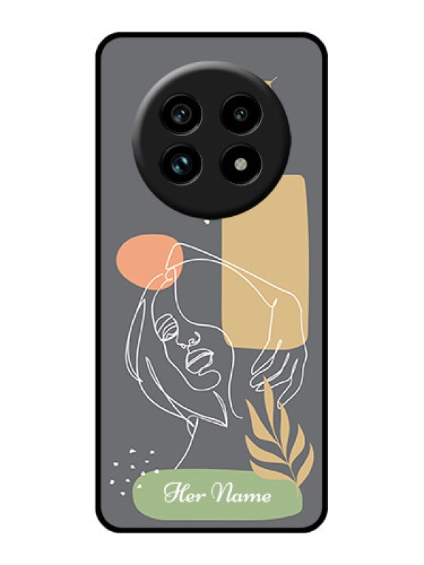 Custom Realme 14 Pro Lite 5G Custom Glass Phone Case - Gazing Woman Line Art Design