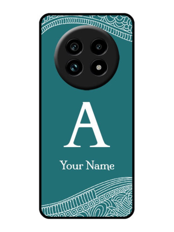 Custom Realme 14 Pro Lite 5G Custom Glass Phone Case - Line Art Pattern With Custom Name Design