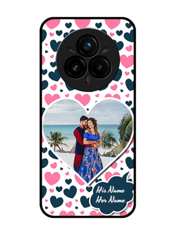 Custom Realme 14 Pro Plus 5G Custom Glass Phone CasePink and Blue Heart Design