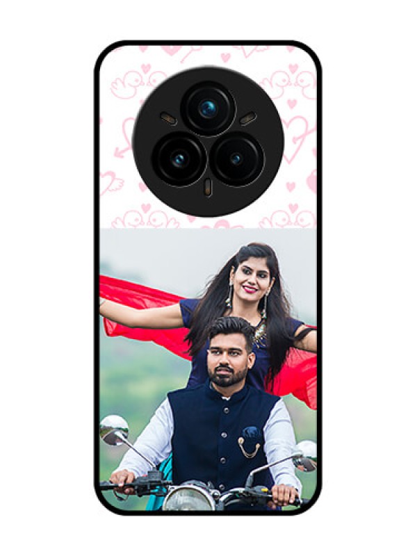 Custom Realme 14 Pro Plus 5G Custom Glass Phone CasePink Flying Heart Design