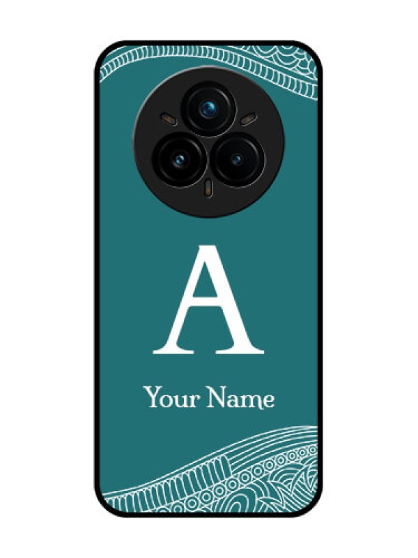 Custom Realme 14 Pro Plus 5G Custom Glass Phone CaseLine Art Pattern With Custom Name Design