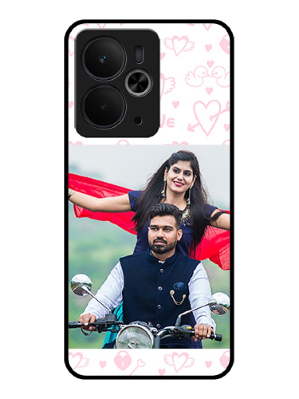 Custom Realme 14T 5G Custom Glass Phone Case - Pink Flying Heart Design