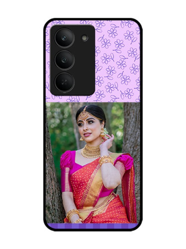 Custom Realme 14x 5G Custom Glass Phone CasePurple Floral Design
