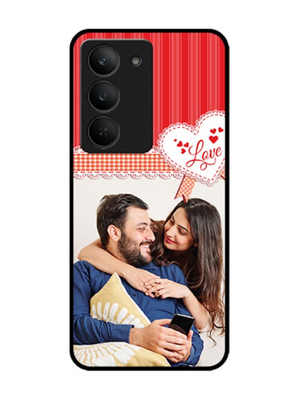 Custom Realme 14x 5G Custom Glass Phone CaseRed Love Pattern Design