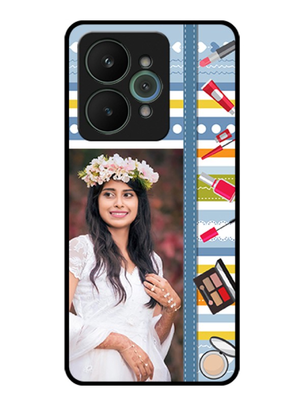 Custom Realme 15 5G Custom Glass Phone Case - Makeup Icons Design
