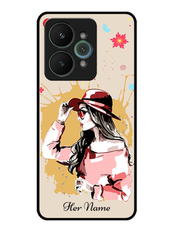 Custom Realme 15 5G Custom Glass Phone Case - Women With Pink Hat Design