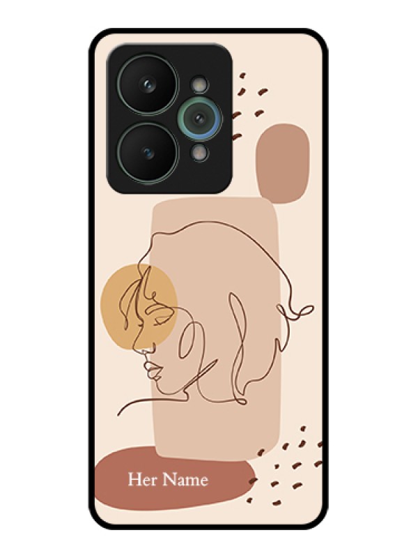 Custom Realme 15 5G Custom Glass Phone Case - Calm Woman Line Art Design
