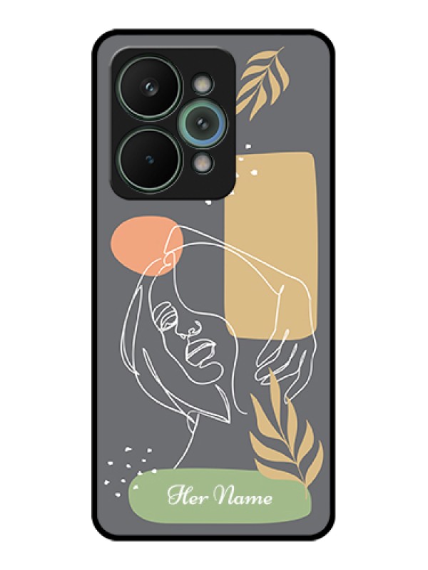 Custom Realme 15 Pro 5G Custom Glass Phone Case - Gazing Woman Line Art Design