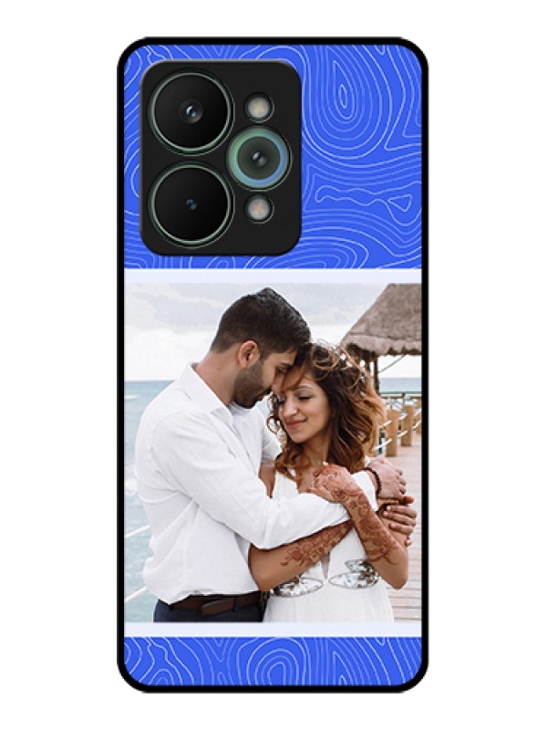 Custom Realme 15 Pro 5G Custom Glass Phone Case - Curved Line Art With Blue And White Design
